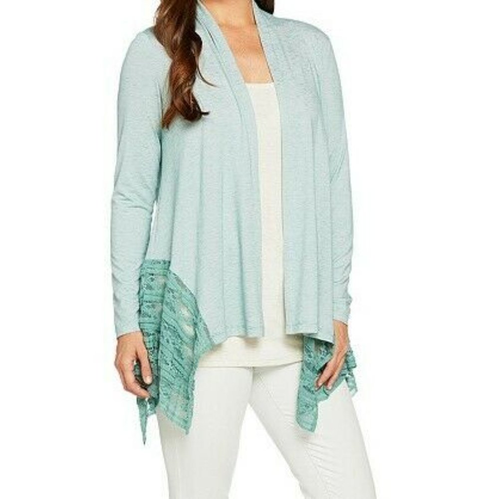 LOGO Open Front Stripe Sweater Cardigan in Pink